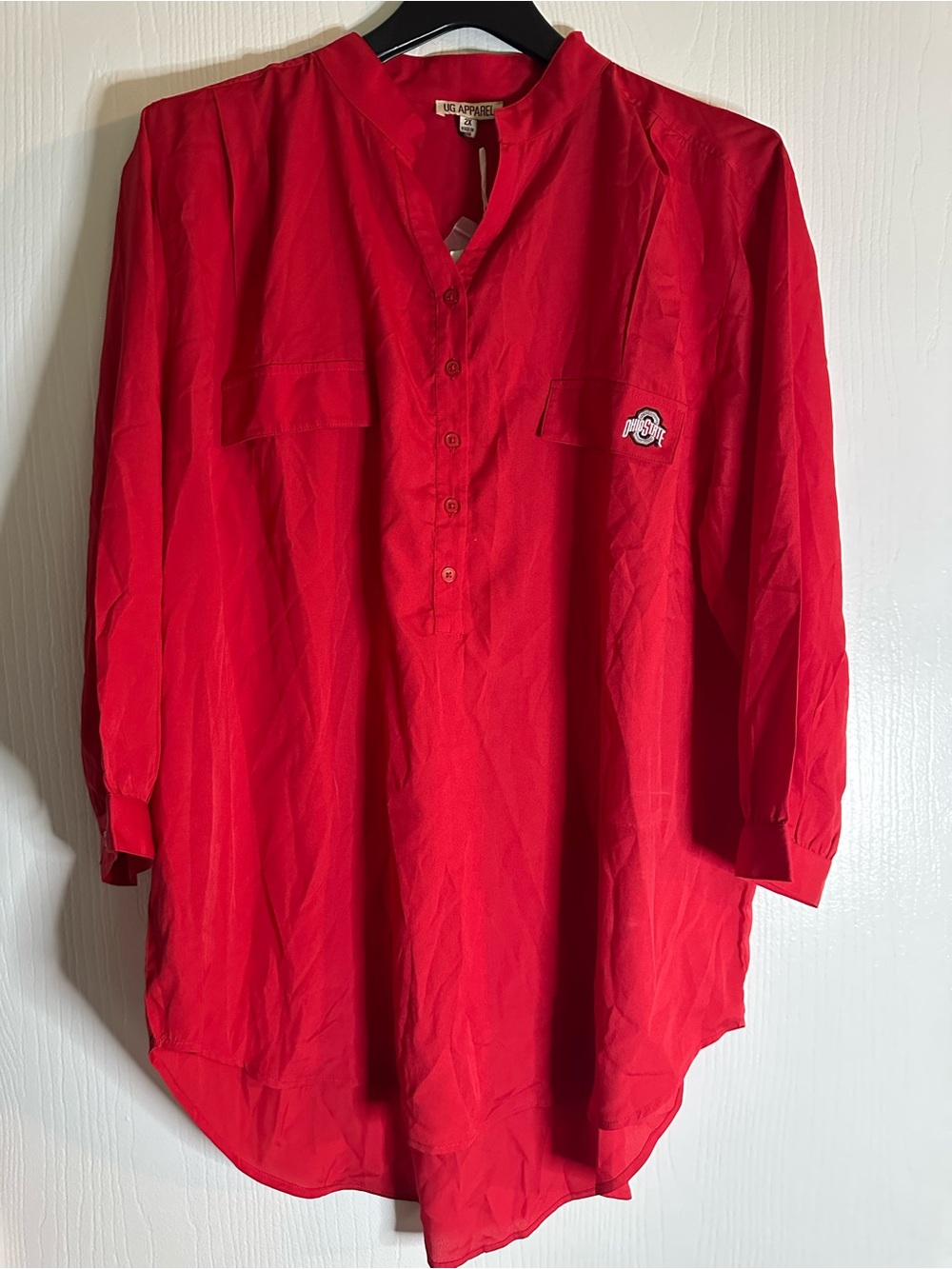 New UG Apparel Ohio State Red Long-Sleeve Women’s 2XL Button Up Shirt